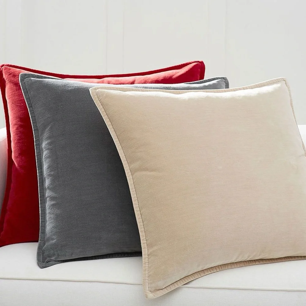 New Pottery Barn Retired Washed Velvet Pillow Cover, 24”, Lambswool, 2017